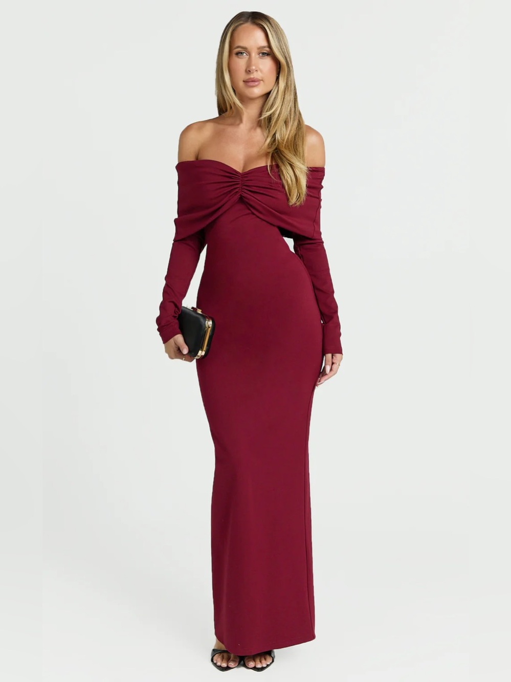 Showpo Burgundy Long Sleeve Dress